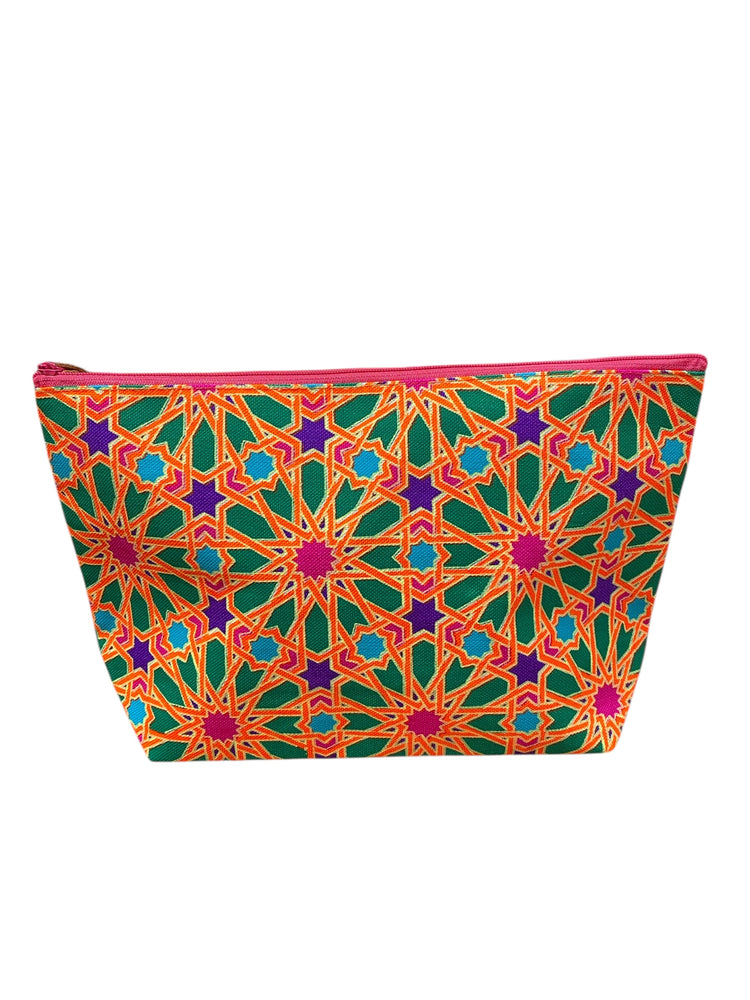 Forest green mandala on tangerine clutch