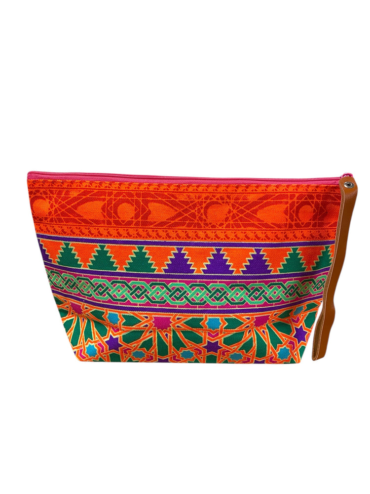 Forest green mandala on tangerine clutch