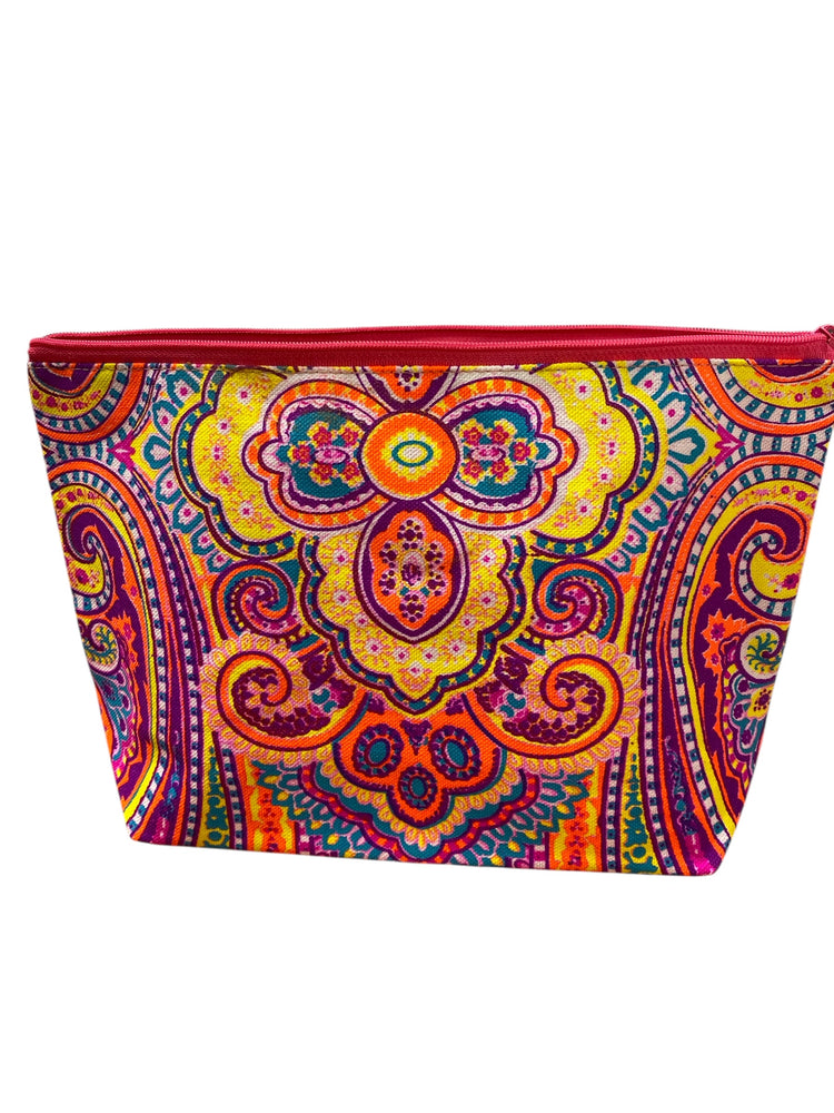 Sunshine yellow paisley on hot pink clutch
