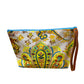 Lemon & aqua mandala on white clutch