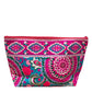 Candy pink and aqua on white clutch