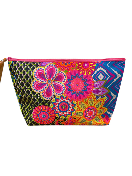 Multi coloured mandala on lime clutch