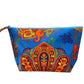 Tangerine and lemon paisley on aquamarine clutch