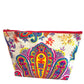 Neon yellow and vibrant pink paisley on white clutch