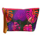 Neon monsteria on forest green clutch