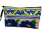 Aquamarine and cobalt blue poppy on white clutch