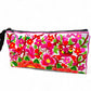 Neon pink florals & furry friends on white clutch